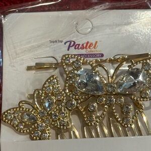 Pastels Gold and Silver Butterfly Hair Comb